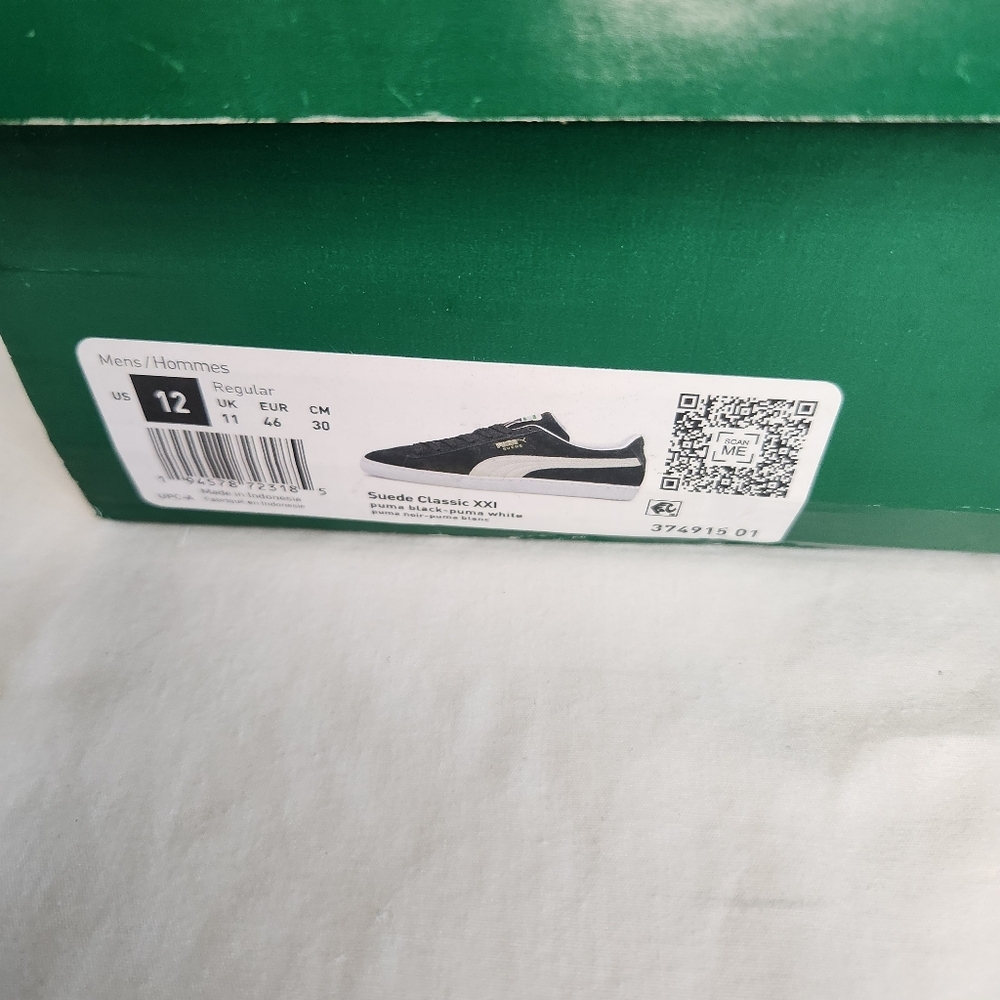Puma Men's Suede Classic XXI Black And White Sneakers Size 12 - Picture 6 of 8